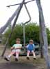 [Clara and Lucy in one of the original Thredbo Ski Area chairlifts]